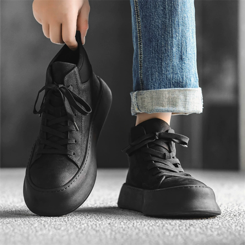 Мужская обувь, японские высокие кроссовки в стиле ретро, 2023, осенне-зимние кожаные Ботинки Martin на толстой подошве, износостойкие Ботинки Martin, повседневная рабочая одежда на открытом воздухе