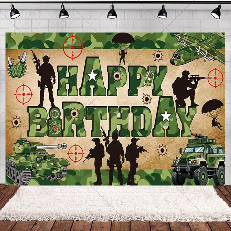 Amazon's new camouflage military-themed shooting game children's birthday party photo photography backdrop banner