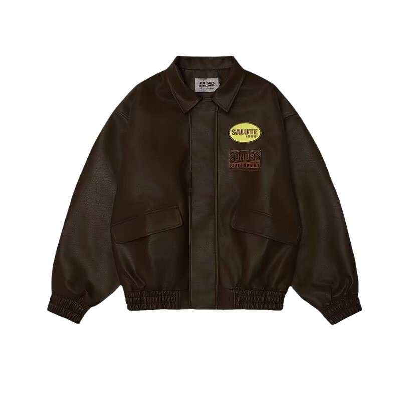 Chaqueta de cuero American Maillard para hombres y mujeres Chaqueta de piloto de primavera y otoño Uniforme de béisbol suelto retro de estilo neutro