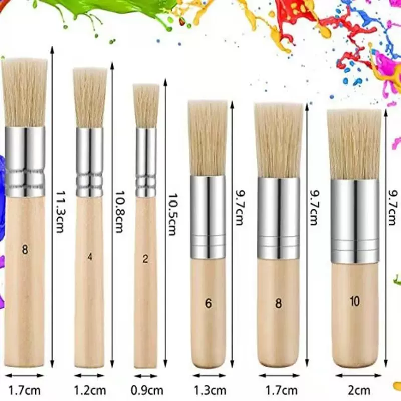 3支猪毛笔刷套装  美术绘画木杆笔刷diy用品