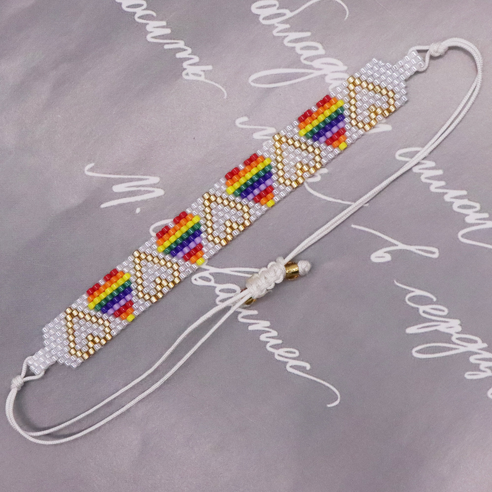 Travel Occasion Glass Material Bohemian Heart Shape Glass Knitting Women's Bracelets 1 Piece