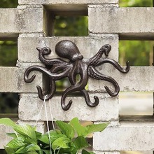 章鱼挂钩美式乡村铸铁挂钩 铁艺动物工艺品酒吧花园个性壁挂墙饰