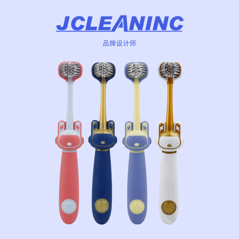 Sam's Home Explosions Star Rabbit Children's Three-sided Toothbrush Soft Hair Cartoon Modeling Baby Tooth Changing Period Toothbrush Wholesale