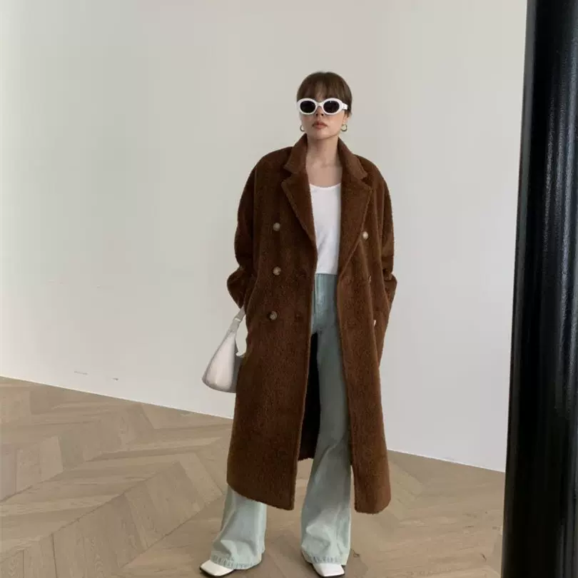 长毛苏力！价值过万过年战袍撑场面加厚保暖宽松羊毛大衣外套女