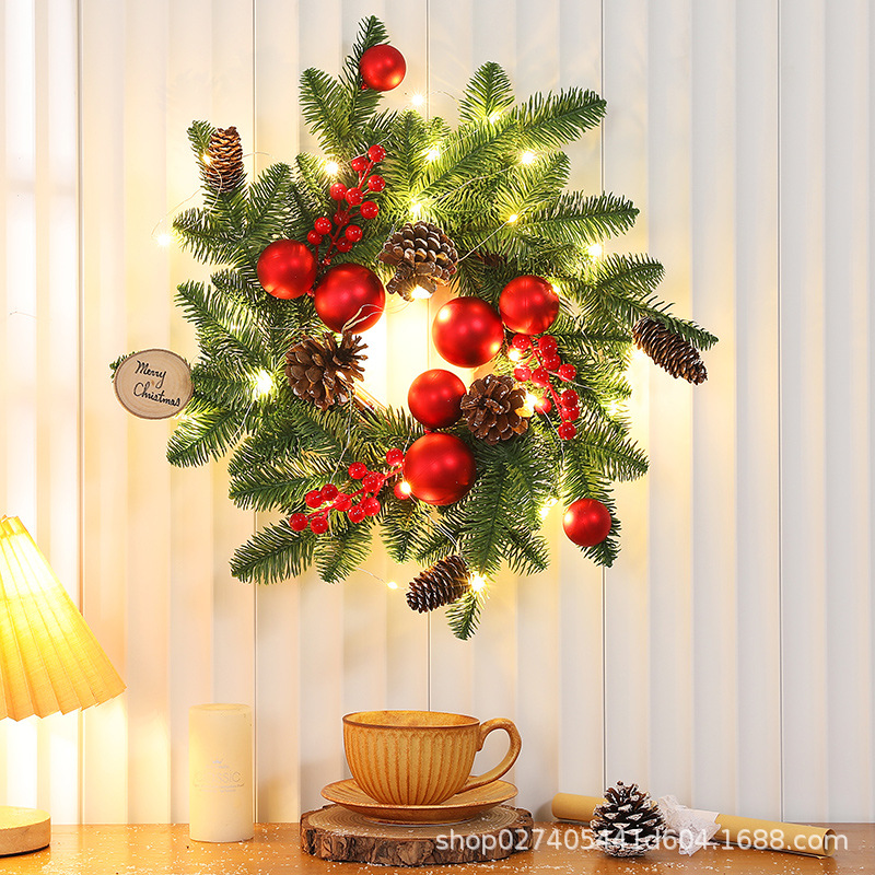 [En Stock al por mayor] Corona de Navidad decoración de Navidad árbol colgante de pared de ratán 405070cmPE cuerno Flor de Navidad