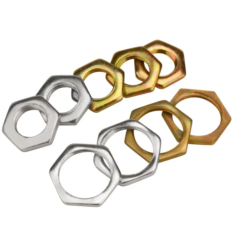 GB808 оцинкованная тонкая гайка с мелкими зубьями, железная шестигранная плоская гайка, осветительная гайка M8*1M10x1M12*1,25-M24