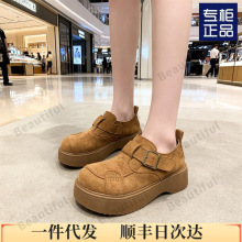 2025新款英国全包勃肯女款秋季厚底增高乐福鞋复古豆豆单鞋一脚蹬