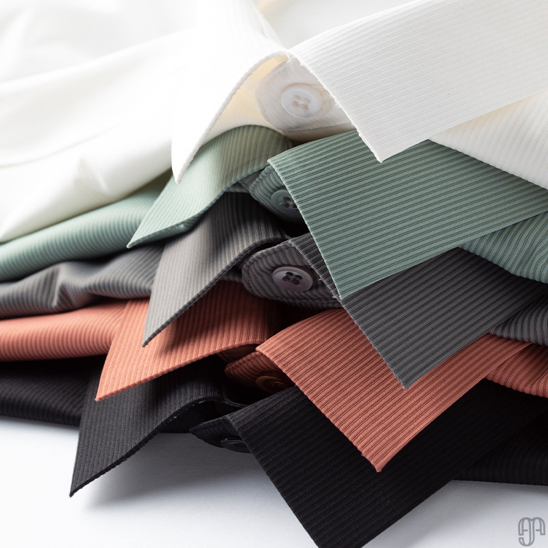 High-End Outfit ~ No-Iron Ice Silk Seamless Laminated Shirt Men's Short-Sleeved Slim Stripesd Shirt Men's Summer Thin Style
