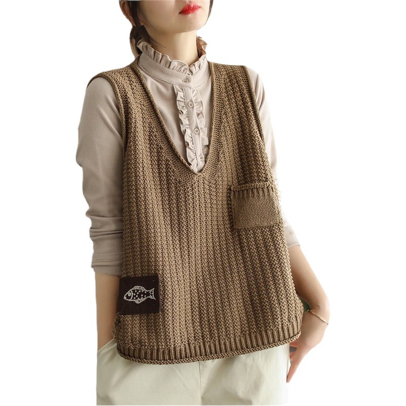 Chaleco de las mujeres de punto Chaleco de las mujeres ropa de primavera 2024 nuevo popular estilo Chanel suéter estilo occidental Chaleco corto image 1