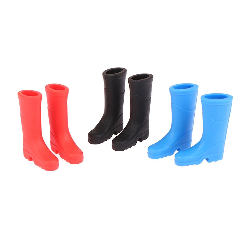 1:12 Doll House Mini Rain Boots Miniature Scene Gardening Silicone Shoes BJD Simulation Rain Boots Christmas Rubber Shoes ~