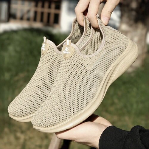 Men's Summer Airy Mesh Shoes, Hollow Out Design, Comfortable Elderly Shoes, Fashion Leisure Shoes, Lightweight One-Piece Slides