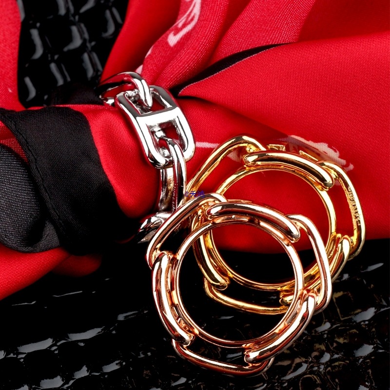 Single-Ring Pig Nose Pure Copper Scarf Buckle Versatile Shawl Buckle Dual-Use Accessory Square Scarf Knot Brooch Scarf Clip