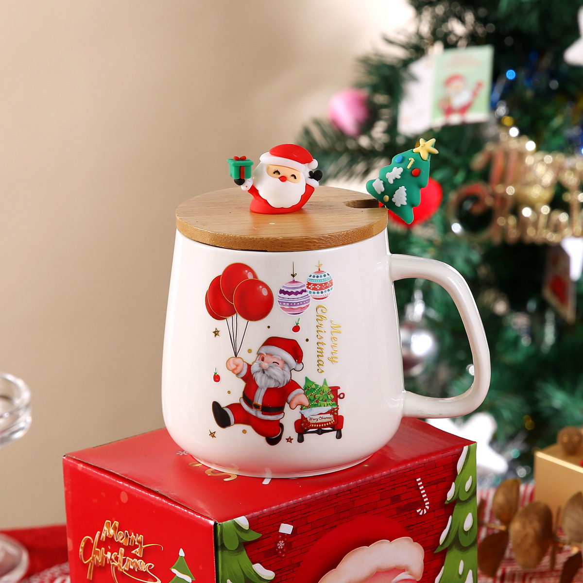 Navidad transfronteriza de dibujos animados tazas de agua creativas Santa Claus tazas de cerámica regalo regalo de Navidad