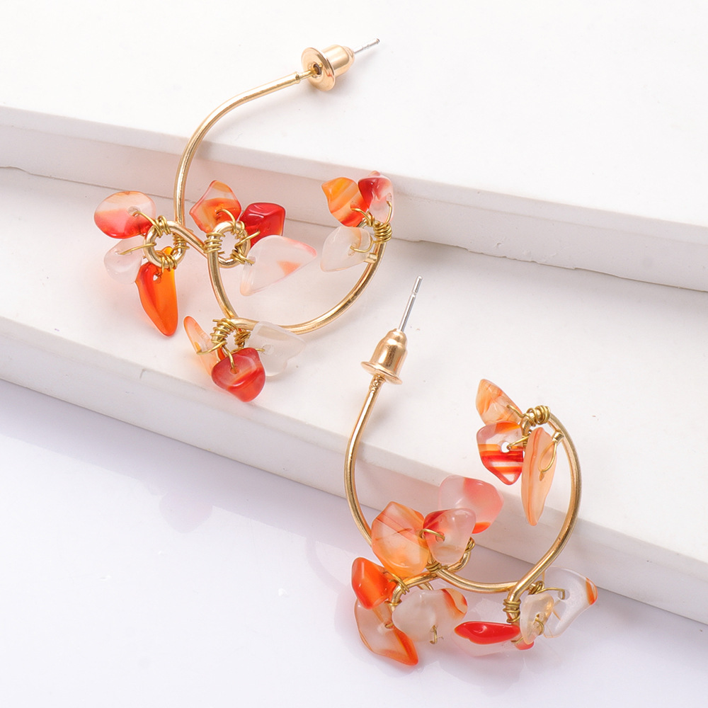 Fashion Stone Flower Geometric Resin Earrings Wholesale display picture 6