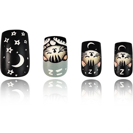 Starcat corta cabeza plana para usar uñas transfronterizas dulces y frescas manicuras blanqueadoras 24 piezas de parches de uñas al por mayor