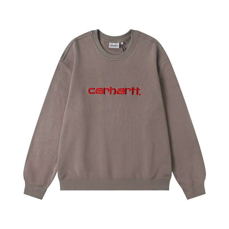 外贸卡哈特经典重工刺绣休闲圆领宽松情侣毛圈Carhartt连帽卫衣男|undefined
