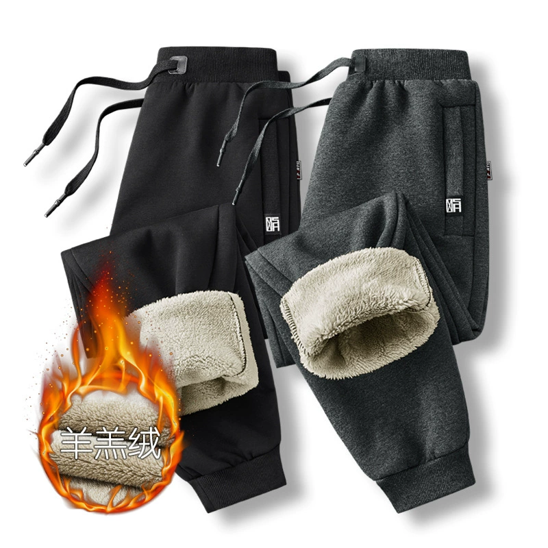 Зимние спортивные брюки, мужские утолщенные флисовые брюки с флисовой подкладкой для маленьких ног, теплые хлопковые брюки, облегающие мужские повседневные брюки