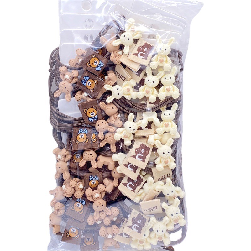 20 estilo coreano de dibujos animados lindo té de leche Tarjeta de color Banda de pelo banda de goma de color de primavera tienda física supermercado 2 yuanes tienda al por mayor