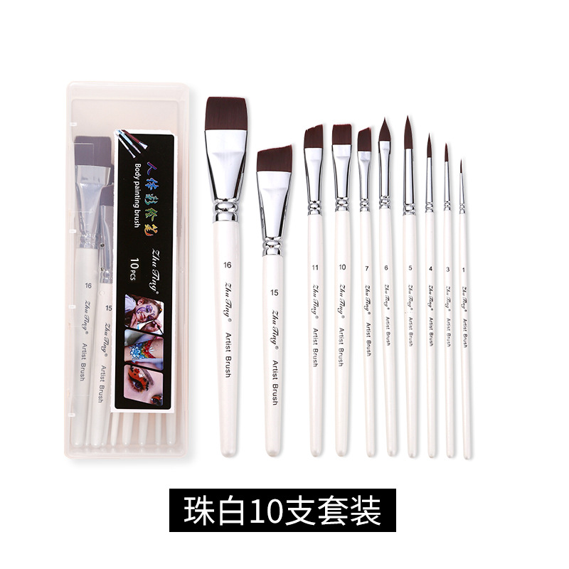 Cepillo especial para pintura facial, pincel, juego de 17 bolígrafos de gancho, bolígrafos en relieve, cepillos de fila, picos planos, picos oblicuos, pétalos