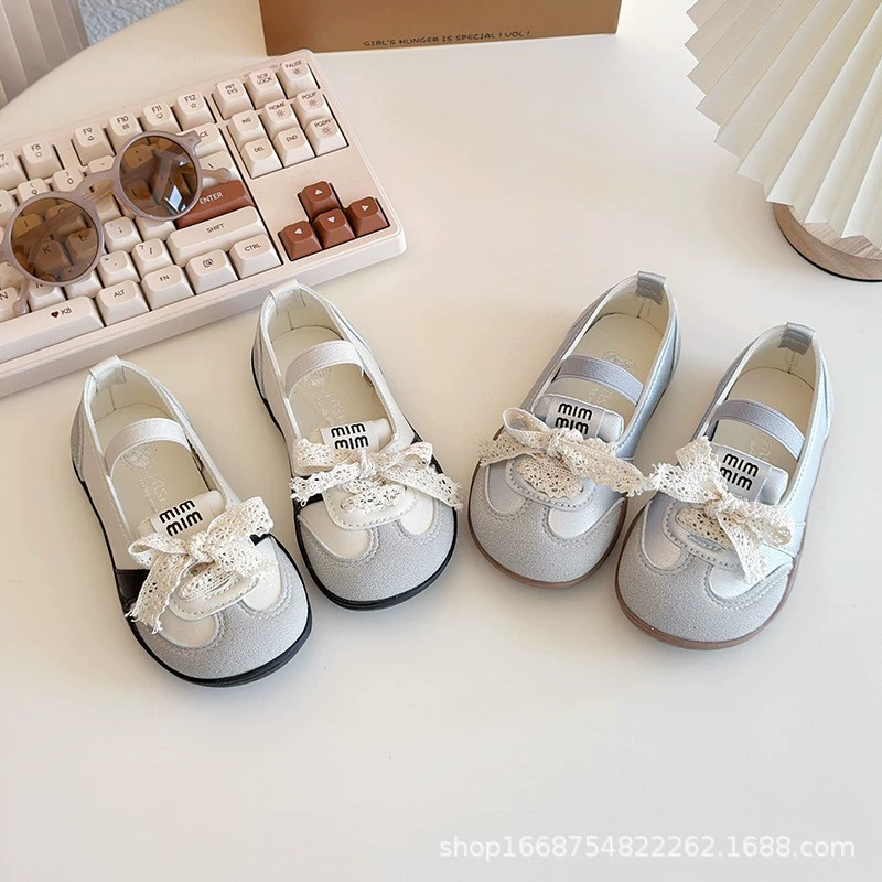 Весенняя новая детская обувь для девочек повседневная обувь корейская версия кружева бант детская моральная обувь