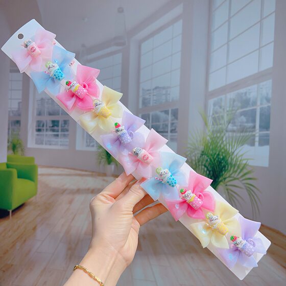 Snowflake Bow Tie Hairpin Bow Children's Hair Accessories Little Girl's Bangs Clip Broken Hair Clip Fabric Baby Clip Headwear