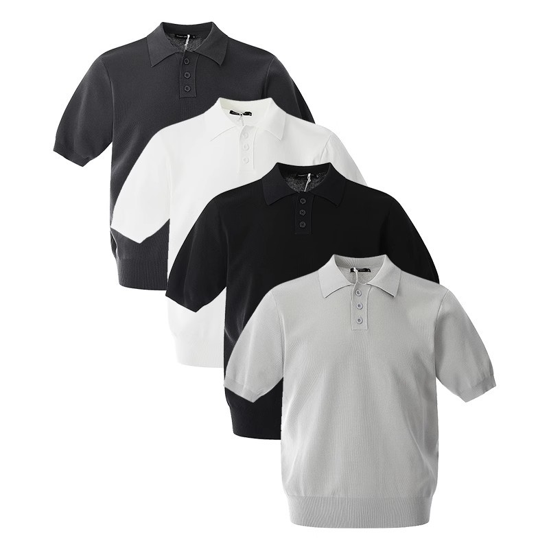 Polo camiseta de manga corta camiseta de punto hombre viejo estilo de dinero británico camiseta de negocios de verano hielo comercio exterior al por mayor transfronterizo