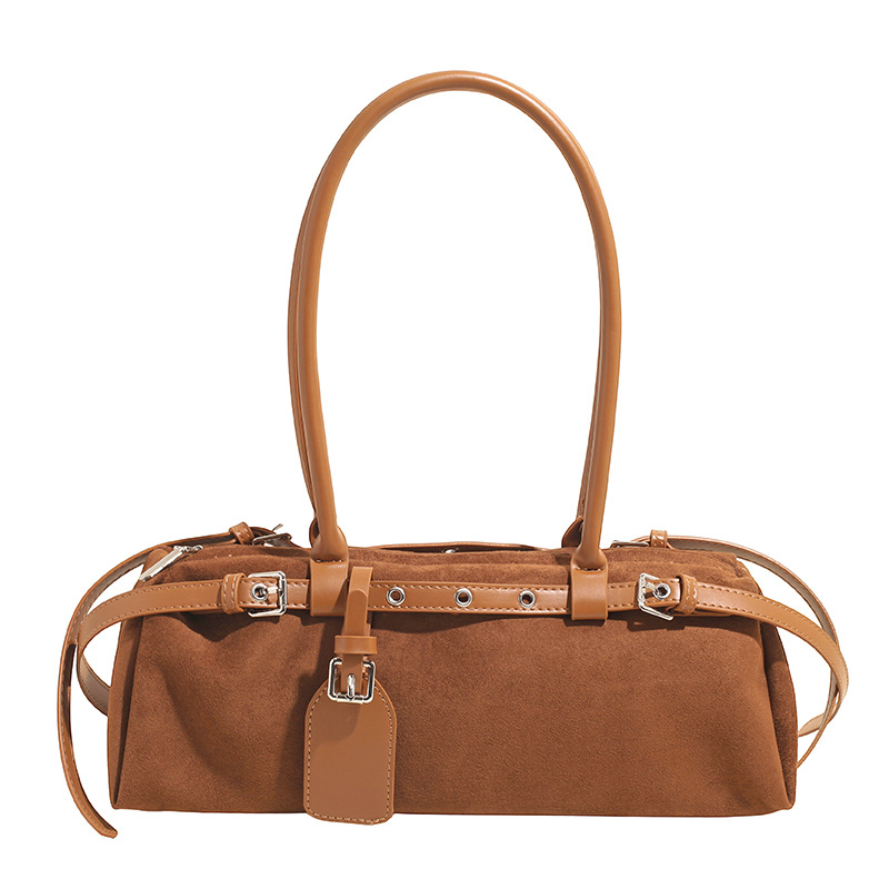 Luxury Trendy Retro Baguette Bag For Women 2025 Cross-Border New Suede Versatile Casual Single Shoulder Underarm Bag - Thumbnail 5