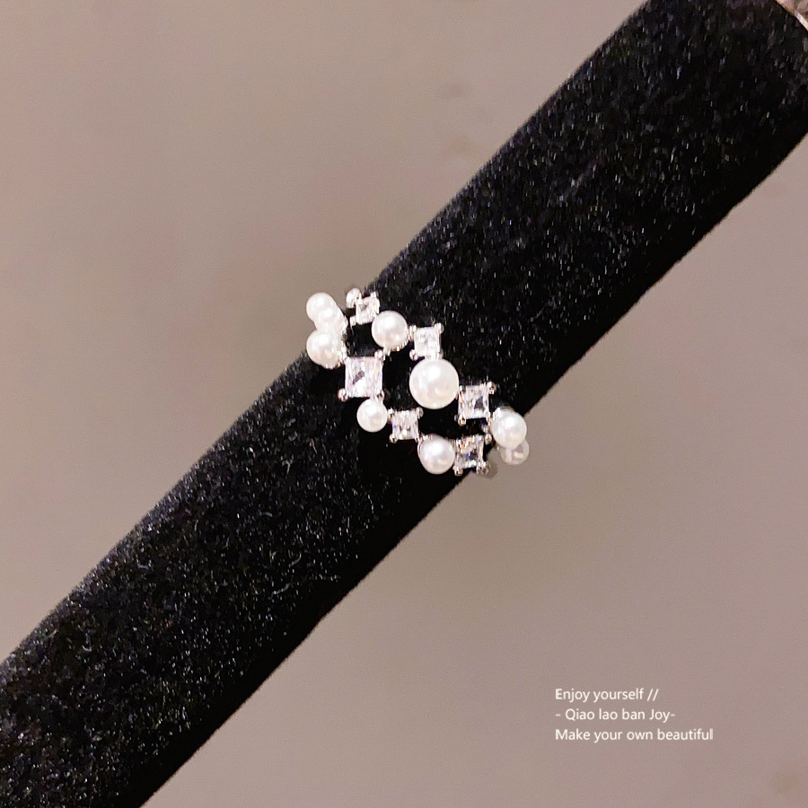 French Vintage Style Pearl Zircon Multi-layer Ring For Women_voghion.com