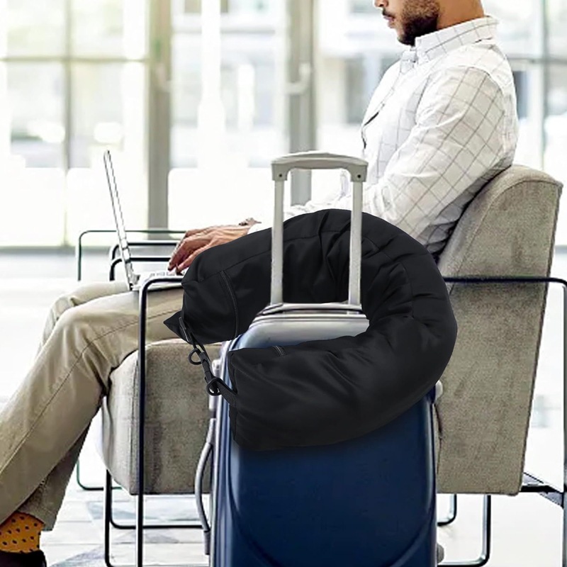 Cuscino da viaggio a u con cappuccio per aereo e relax_voghion.com