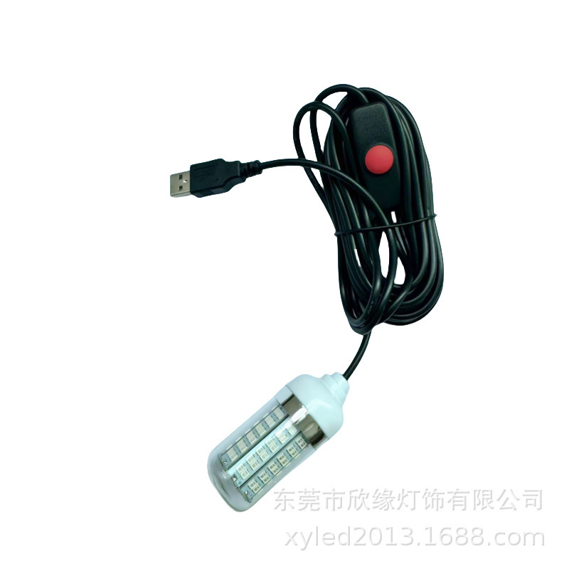 5V Fish Attracting Lamp USB Interface Green Light 5m Line Raft Fishing Platform Fishing Lamp Warm White Fish Collecting Led Lamp
