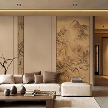 山水中式宋式美学复古壁纸茶室古典背景墙壁画无纺布墙布墙纸