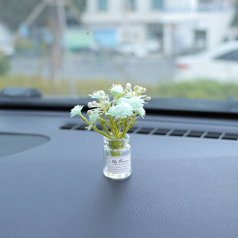 Red de Internet jarrón fresco flor casa de muñecas mini interior de coche consola central decoración de coche decoración de coche espejo cruzado simple