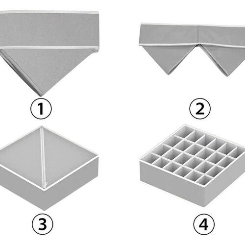 Cross-border Japanese-style home storage non-woven fabric four-piece set storage box fabric storage box bra and underwear organizer