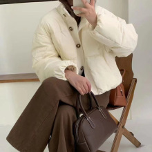 毛线拼接高领羽绒服女短款2025冬新款时尚设计感加厚时尚保暖外套