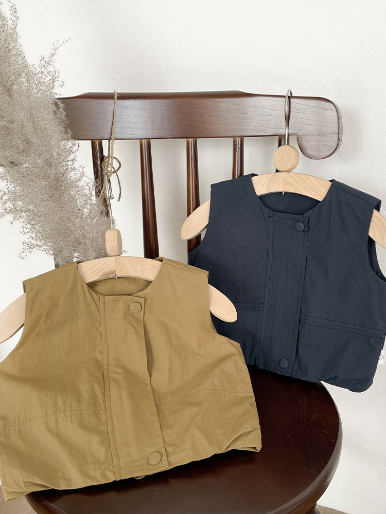 Bebé estilo coreano Chaleco de los niños retro todo a juego Chaleco de primavera niños y niñas estilo coreano estilo occidental corto desgaste exterior chaleco