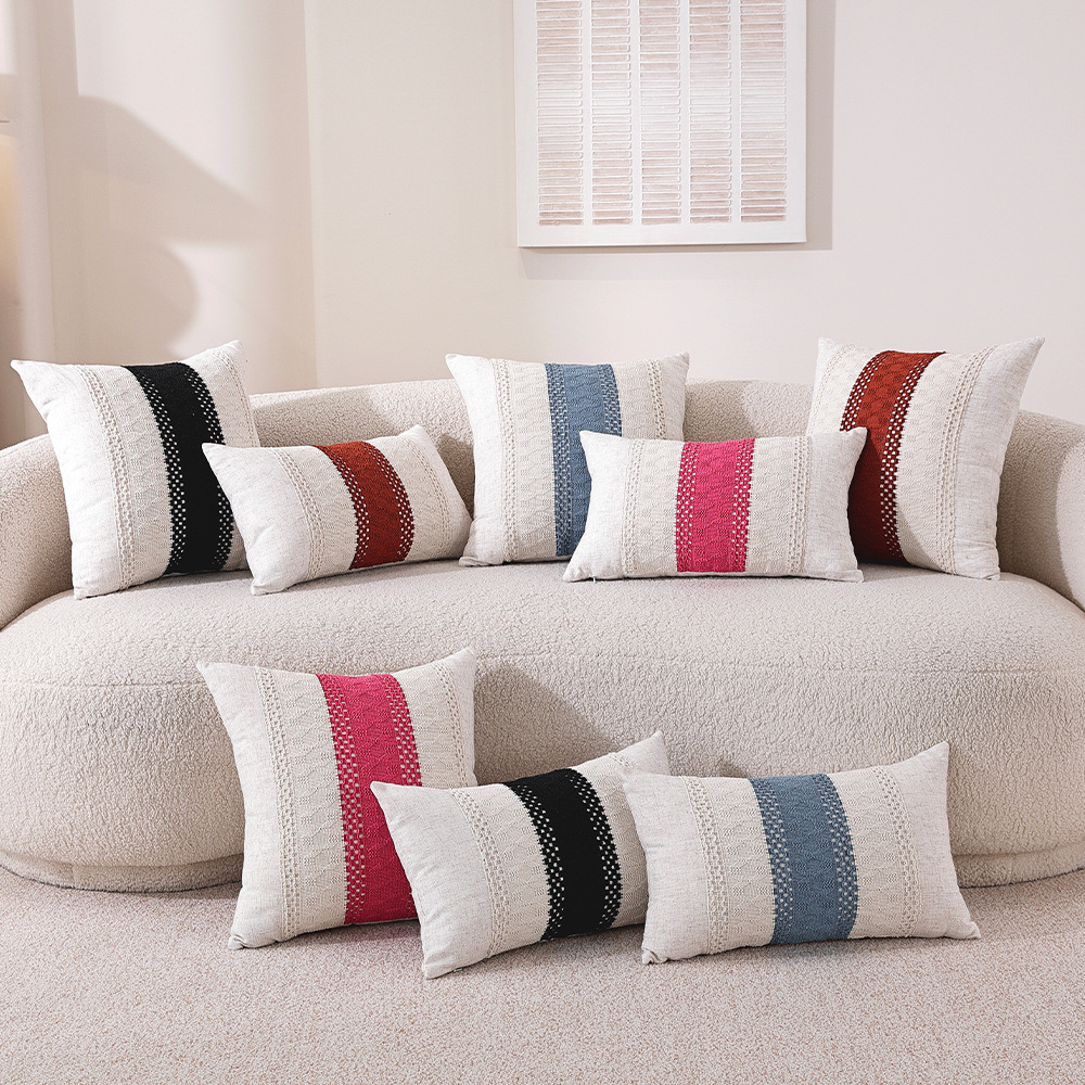 Cross-Border American Style Four-Season Universal Splicing Pillowcase Jacquard Multi-Color Bedside Living Room Cushion Chair Lumbar Pillow Wholesale