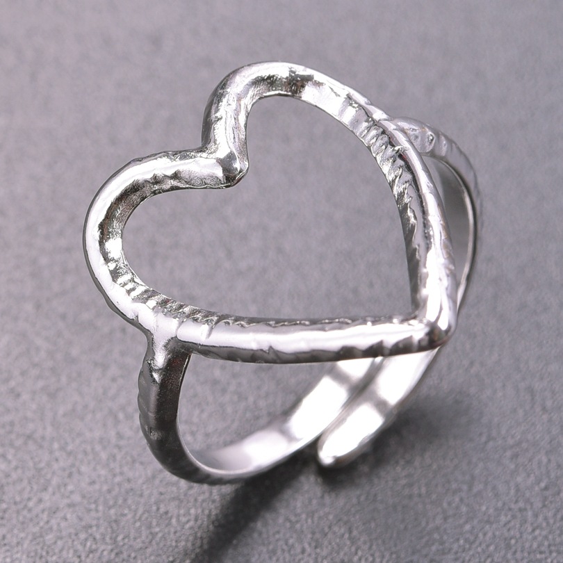Wholesale 1 Piece Simple Style Heart Shape Titanium Steel Open Ring display picture 3