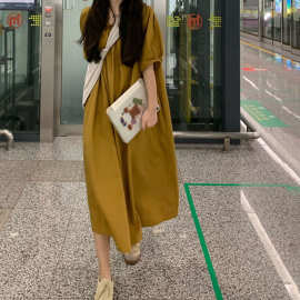 连衣裙长款夏港风复古上衣裙设计感遮肉显瘦初恋裙宽松休闲气质裙