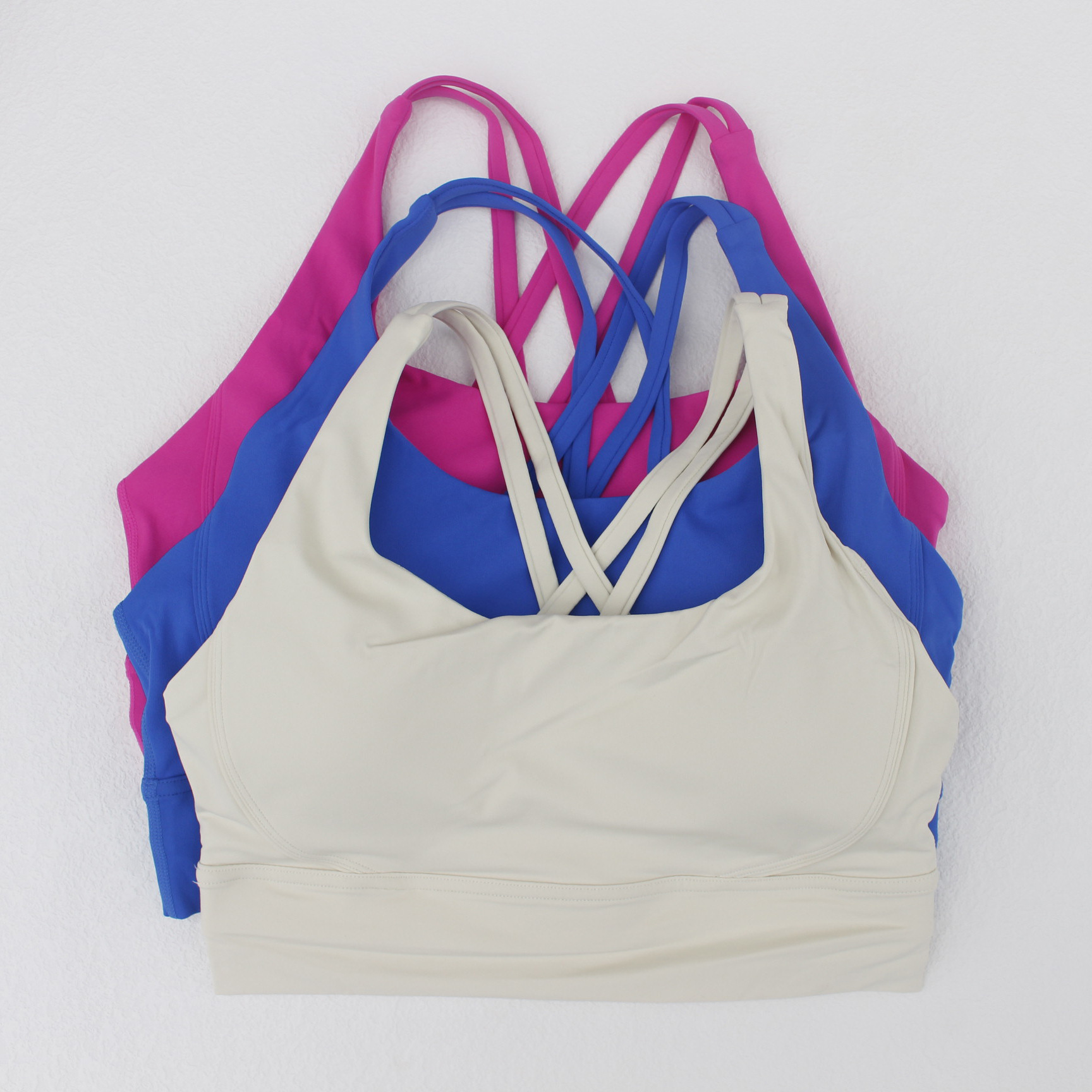 Strap Neckline Sports Solid Color Nylon Spandex Strap Active Tops Halter Crisscross Tank