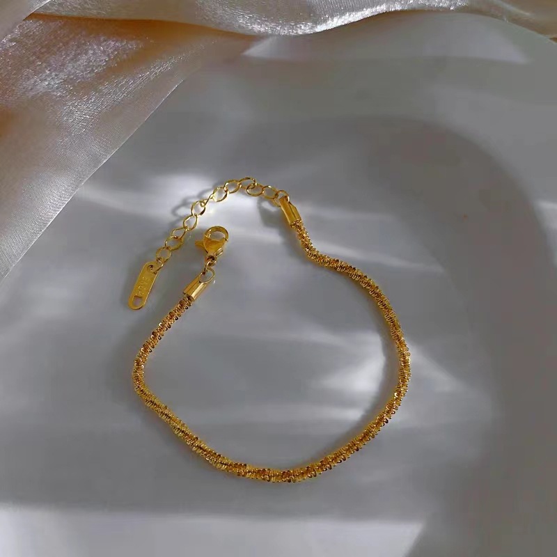 9g Weight 0.03µm-0.05µm Gold Plating Thickness PVD Coated Real Gold Plated 18K Gold Solid Color 304 Stainless Steel Simple Style Waterproof Non Tarnish 304 Stainless Steel Bracelets