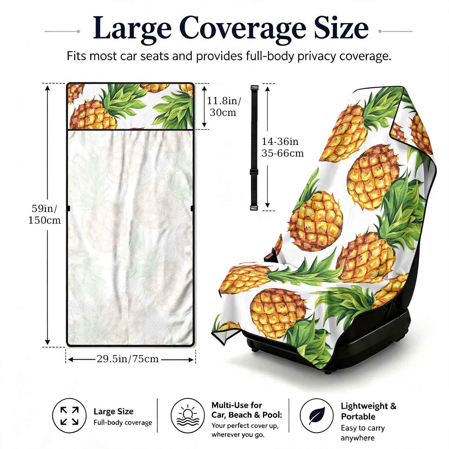 Printed bath towel and car seat cover 2-in-1, ultra-fine fiber outdoor beach and car dual-use universal seat cushion