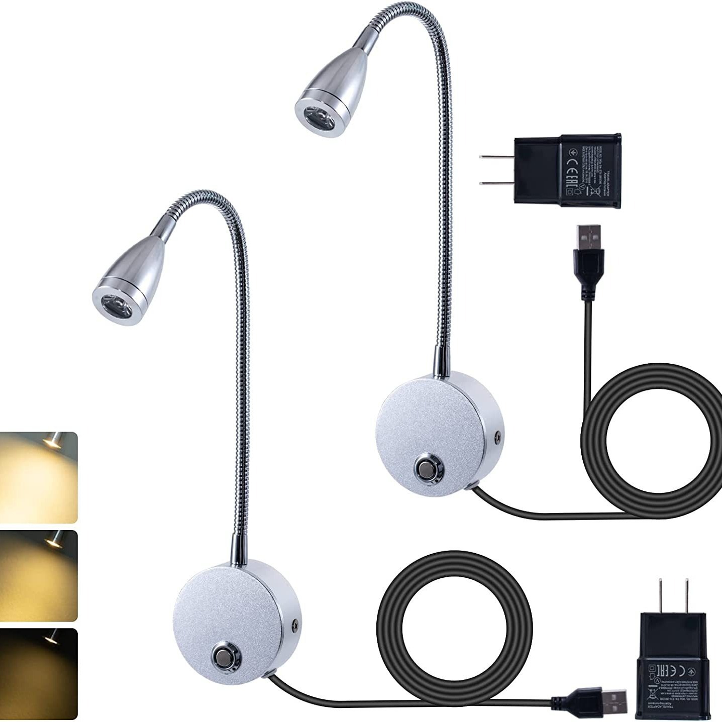 Lámpara de pared LED de aluminio Echiley Lámpara de noche de dormitorio de estilo minimalista moderno Lámpara de lectura de cabecera Lámpara de noche