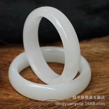 新疆汉白玉手镯批发琉璃玉手镯礼品手镯带盒套装白玉石镯子地摊货