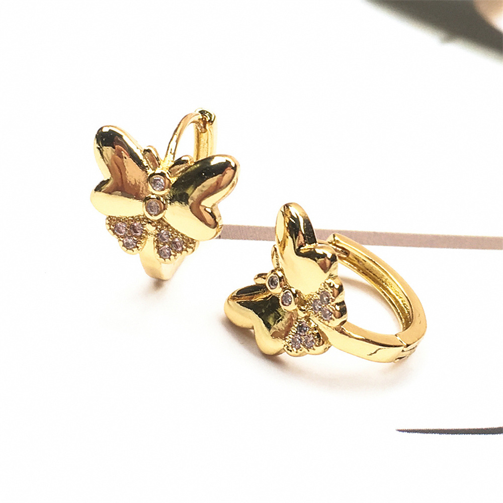 Wholesale Jewelry Zircon Butterfly Copper Earrings Nihaojewelry display picture 9