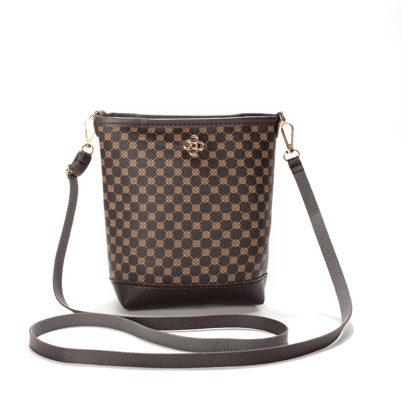 Bolso de Balde Retro con Estampado de PU con Cierre de Cremallera para Uso Diario