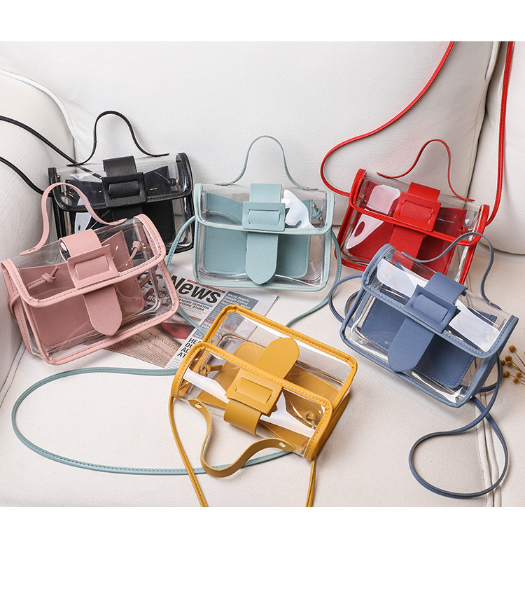 Fashion Solid Color Transparent Square String Handbag display picture 1