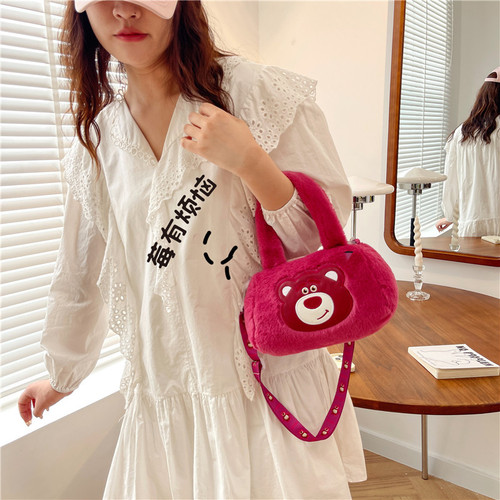 ins Japanese diagonal bucket bag street versatile soft cute girl portable cartoon bag cute doll machine women's bag