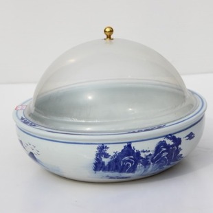 Wholesale Blue and White Porcelain Pickle Basin Ceramic Earthenware Pickle Pickle Jar Supermarket Special Basin Acrylic Lid