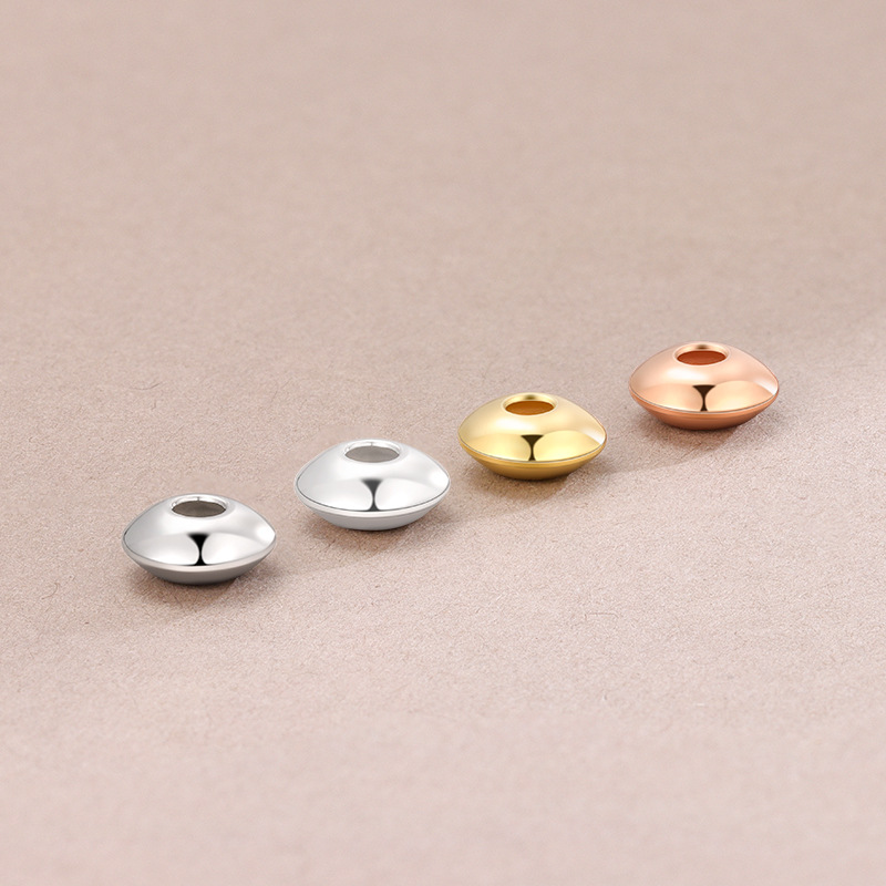 S925 sterling silver flying saucer Abacus plate silver beads flat wheel beads loose beads DIY hand string accessories positioning beads gold plated beads