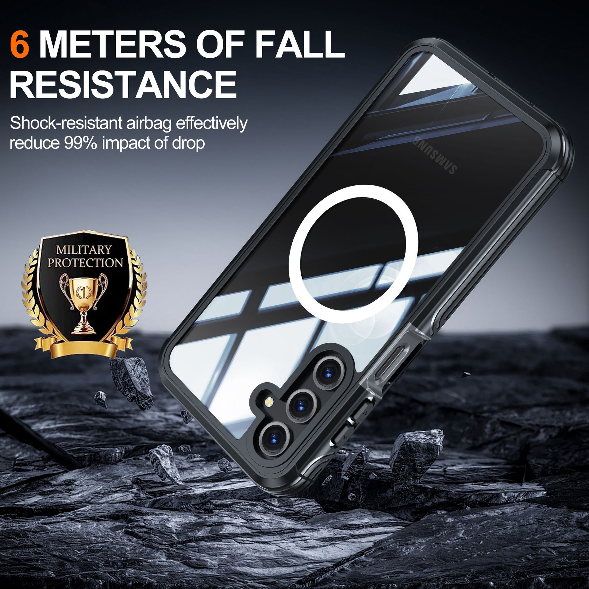 Adecuado para Samsung A17, funda de cristal con película integrada, protección completa de 360 grados, a prueba de golpes, carga magnética,_voghion.com